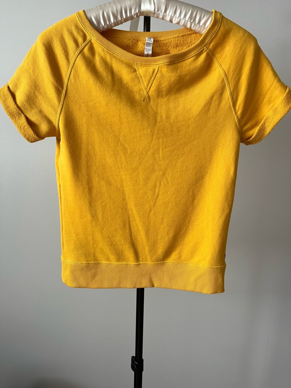 RIPZONE Yellow Short Sleeve Crewneck Pullover Terry Cotton Blend Soft XS